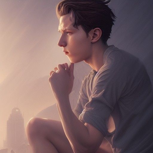 Hyper-Realistic Tom Holland Portrait in Anime Style