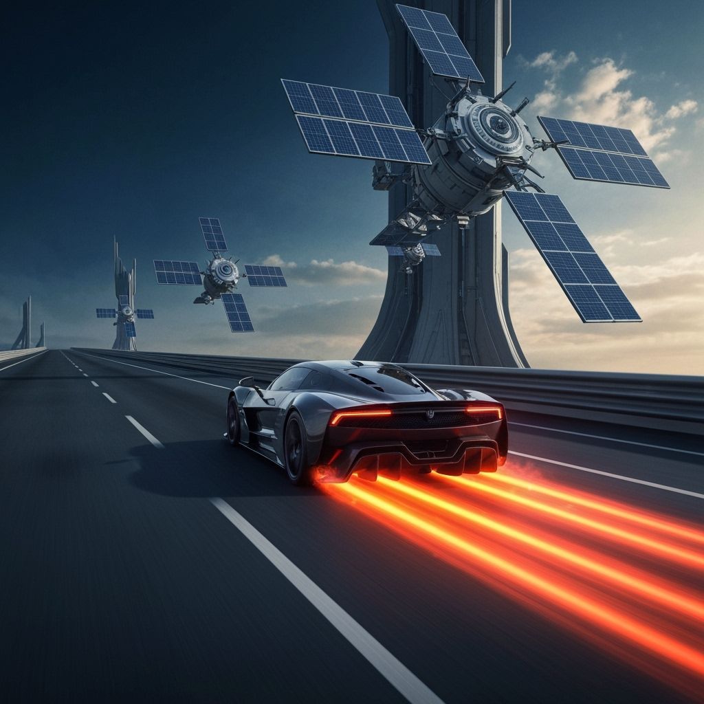 Rimac Navara on Futuristic Highway with Satellites