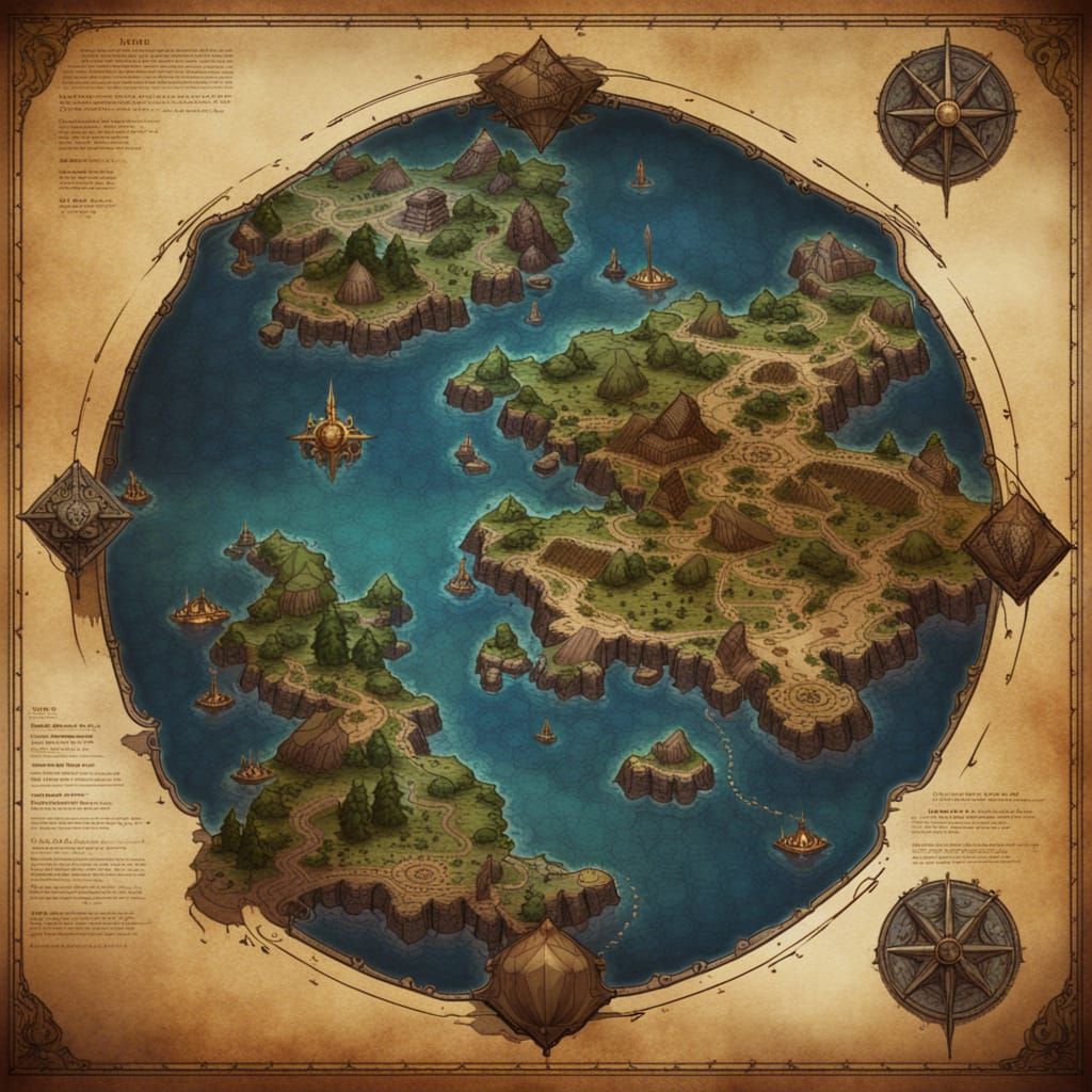 Fantasy World Map in Parchment Style