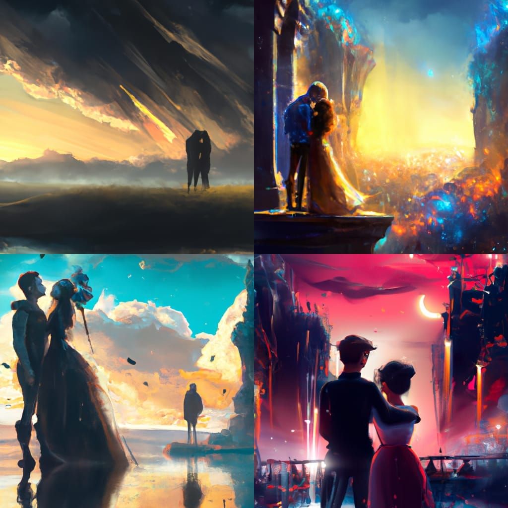 Romantic Couple in Dramatic Digital Painting