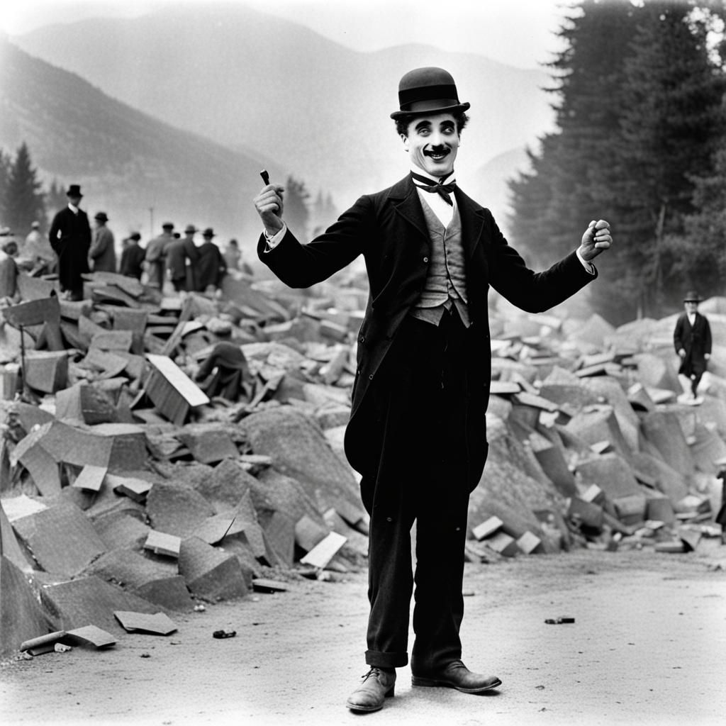 Charlie Chaplin's Iconic Pose During Filming