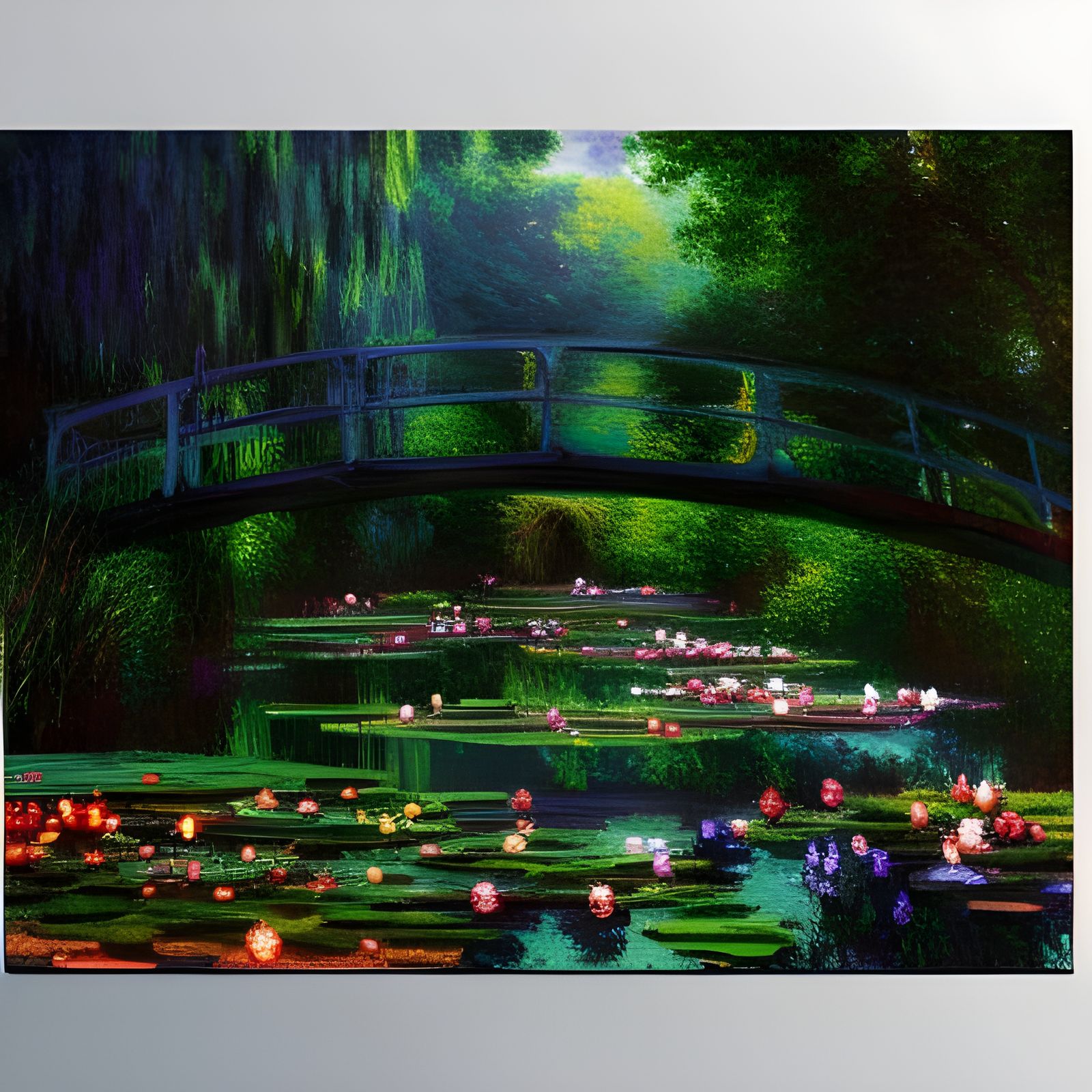 Surreal Water Lily Pond in Cosmic Jungle Horror