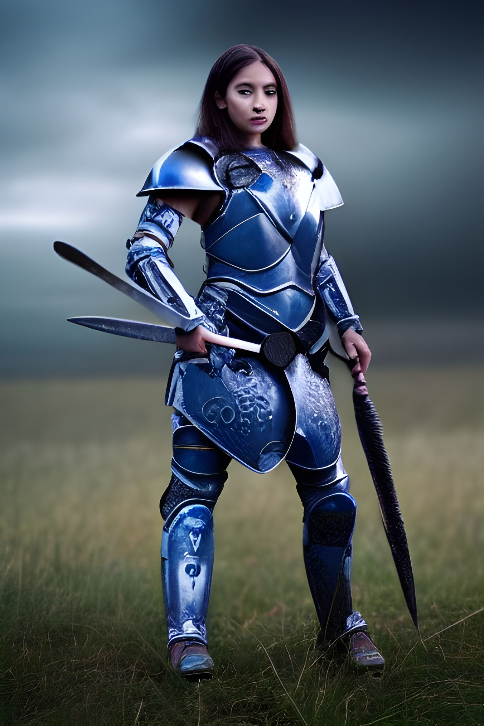 High Definition Warrior Princess in Blue Armor