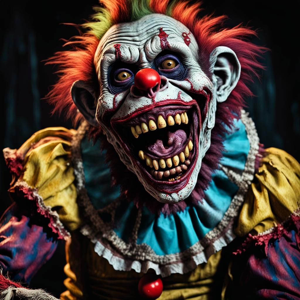 Zombie Monkey Clown Grin: Hyper-Realistic Digital Art