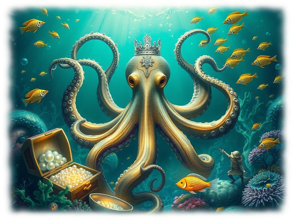King Octopus in a Vibrant Coral Kingdom