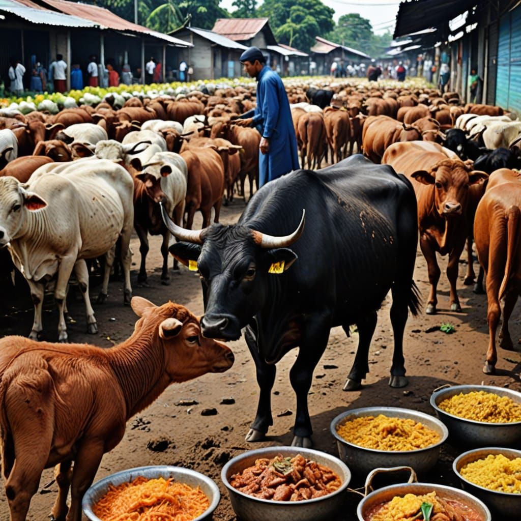 Surrealistic Scene of Forbidden Meat and Slaughterhouse