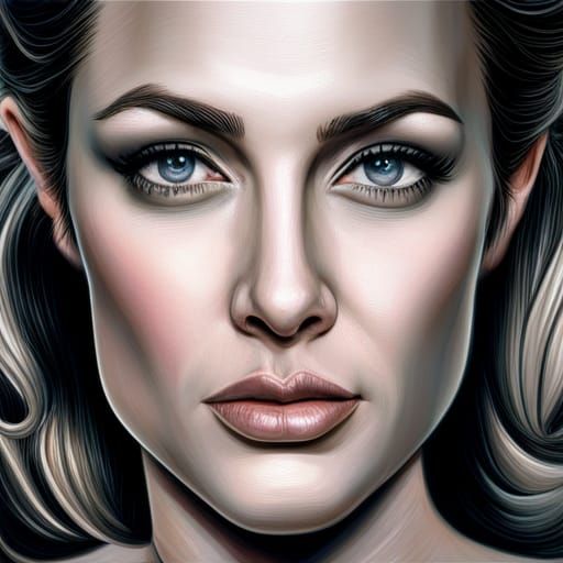 Hyperrealistic Portrait of a Charming Woman in Splash Art St...