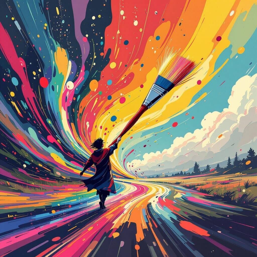 Dancing Paintbrush Creates Colorful Trails