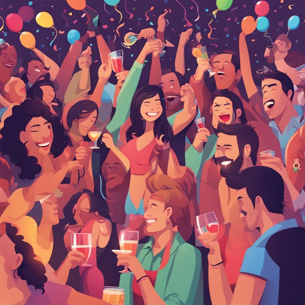 People Enjoying a Lively Party