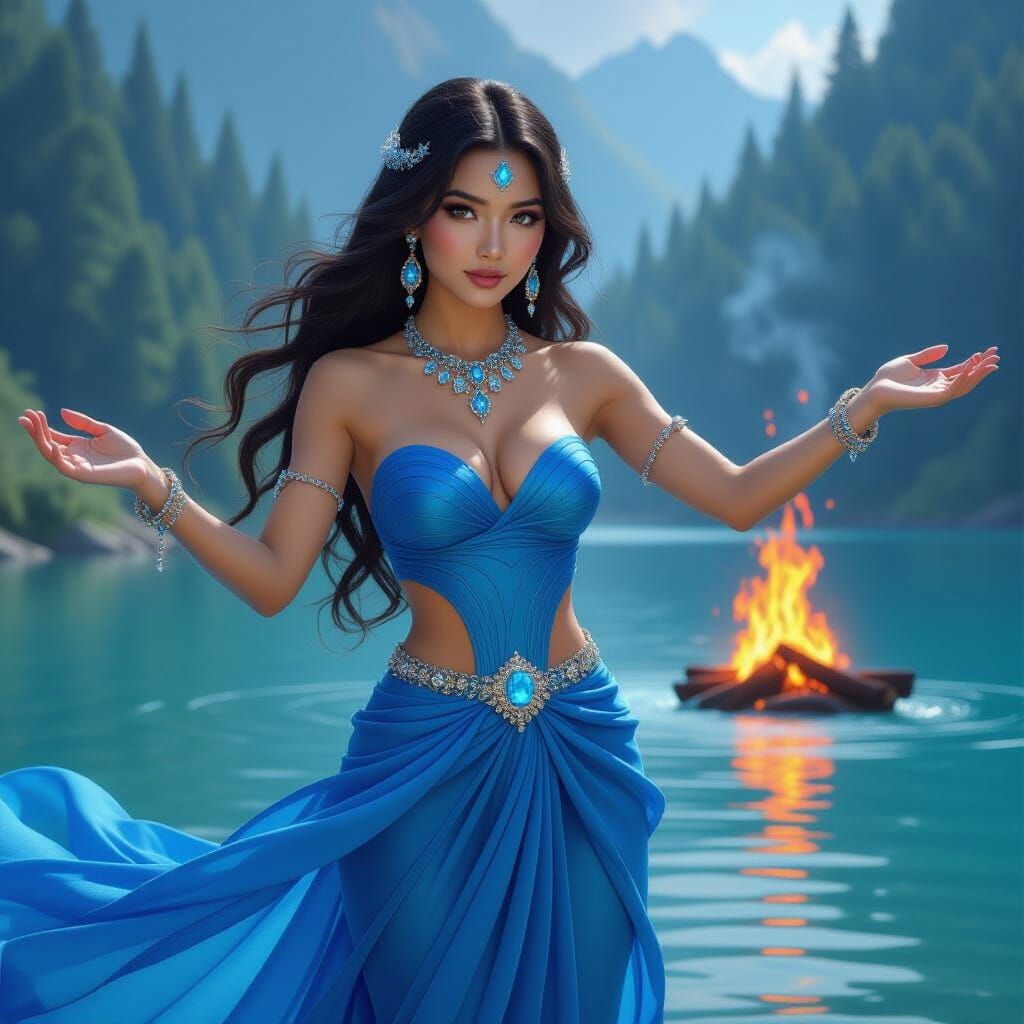 Asian Enchantress Summons Wave to Stop Forest Fire