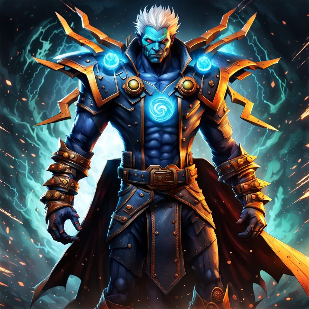 "Craft a full bodied mutant character named Zephyrus Blaze, a formidable presence exuding raw energy and untamed power. ...