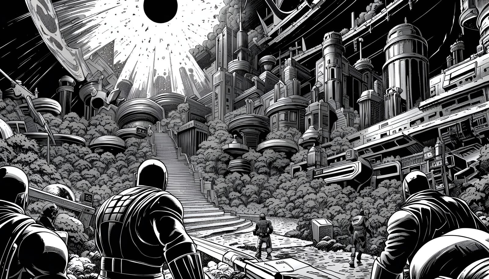 Epic Comic Book Cover in Frank Miller Style