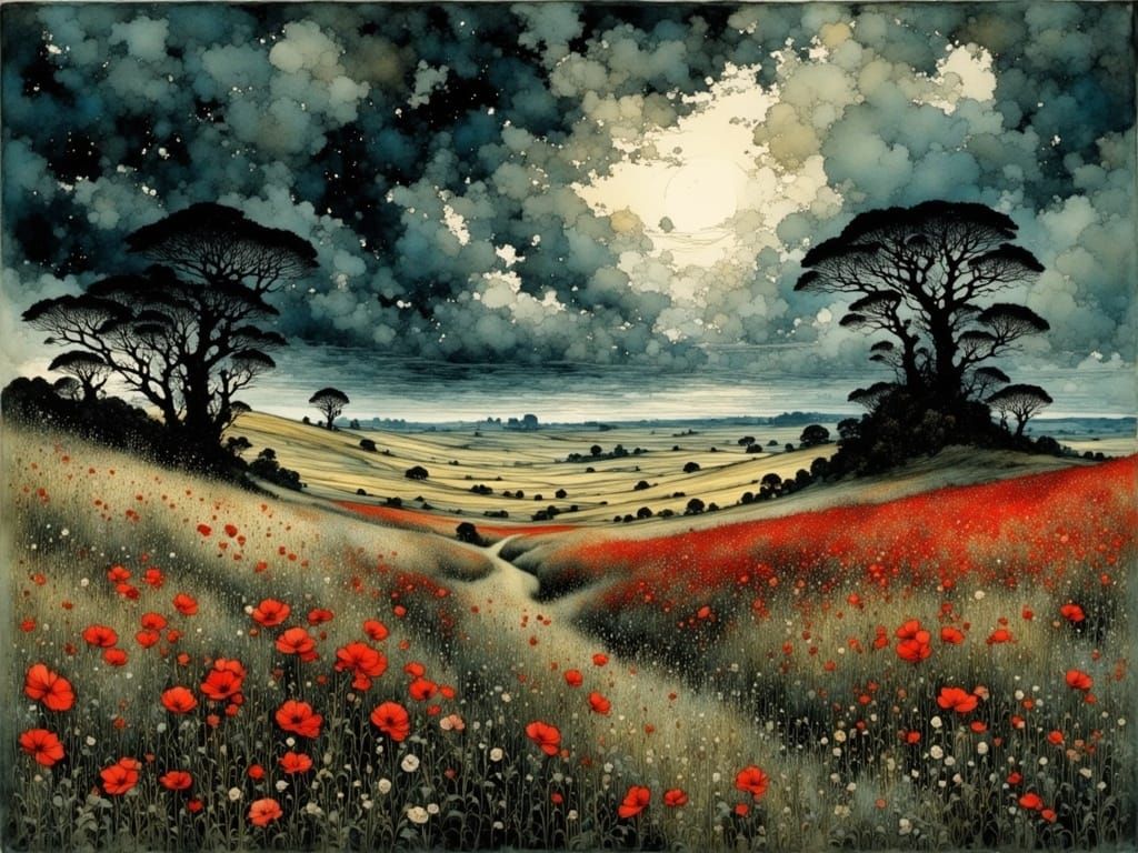 Mysterious Stormy Landscape in Deep Color