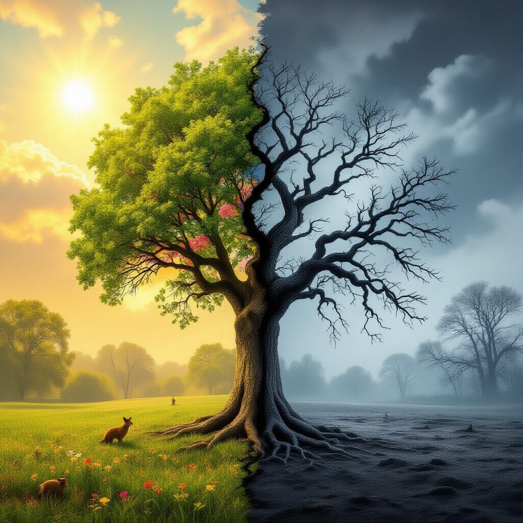 Tree of Life and Death in Street Art Style