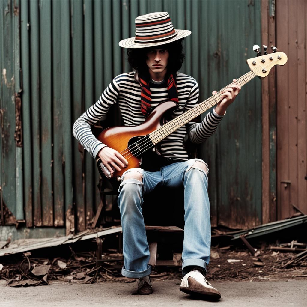 Distressed Teen Bassist in Sci-Fi Setting