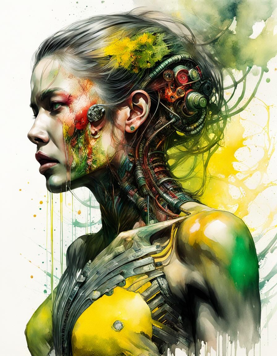 Cybernetic Body Horror Monster in Neon Wasteland