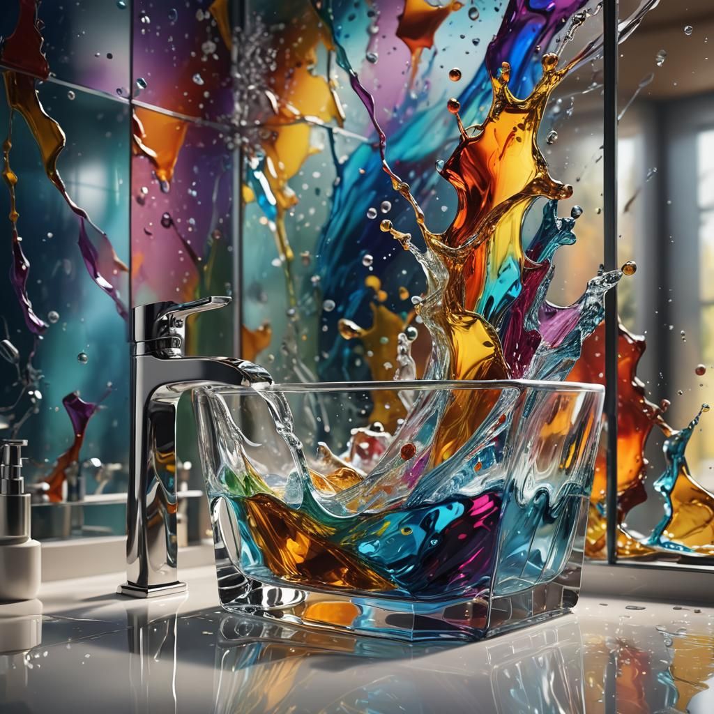 Hyperrealistic Glass Bathroom Concept Art