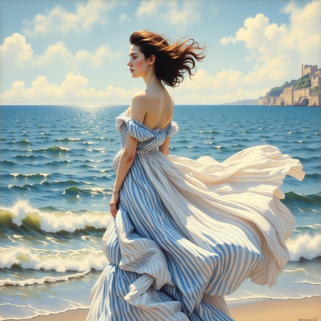 Pénélope By The Sea, Inspired by Hugo Pratt and Manet