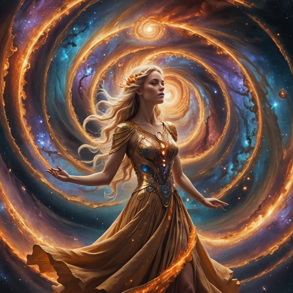 Cosmic Goddess Ascending in Spiral Galaxy