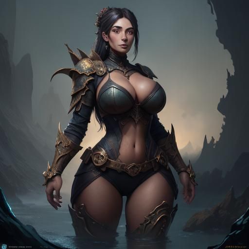 Fantasy Girl with Curvy Figure: Detailed Digital Art