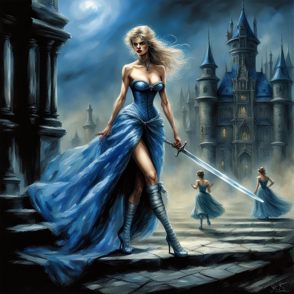 Sinister Cinderella with Sword in Luis Royo Style
