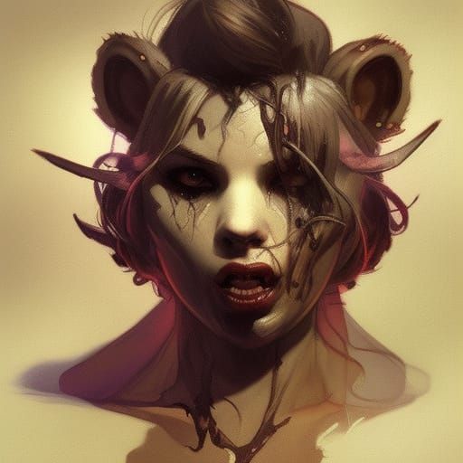 Detailed Demon Teddy Bear Portrait