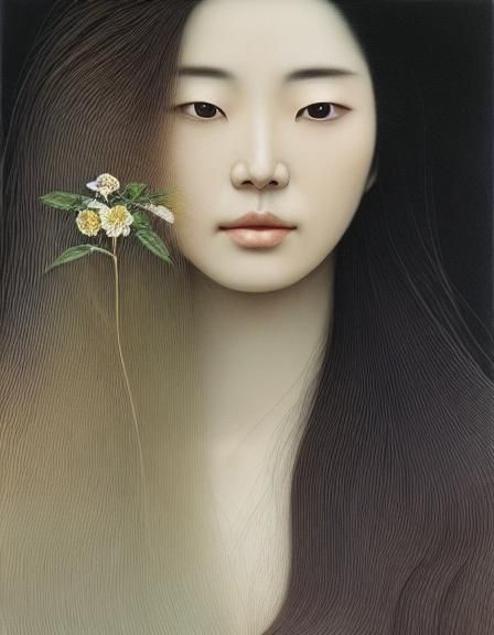 Woman with Narcotic Flower: Etching with Forest Exposure