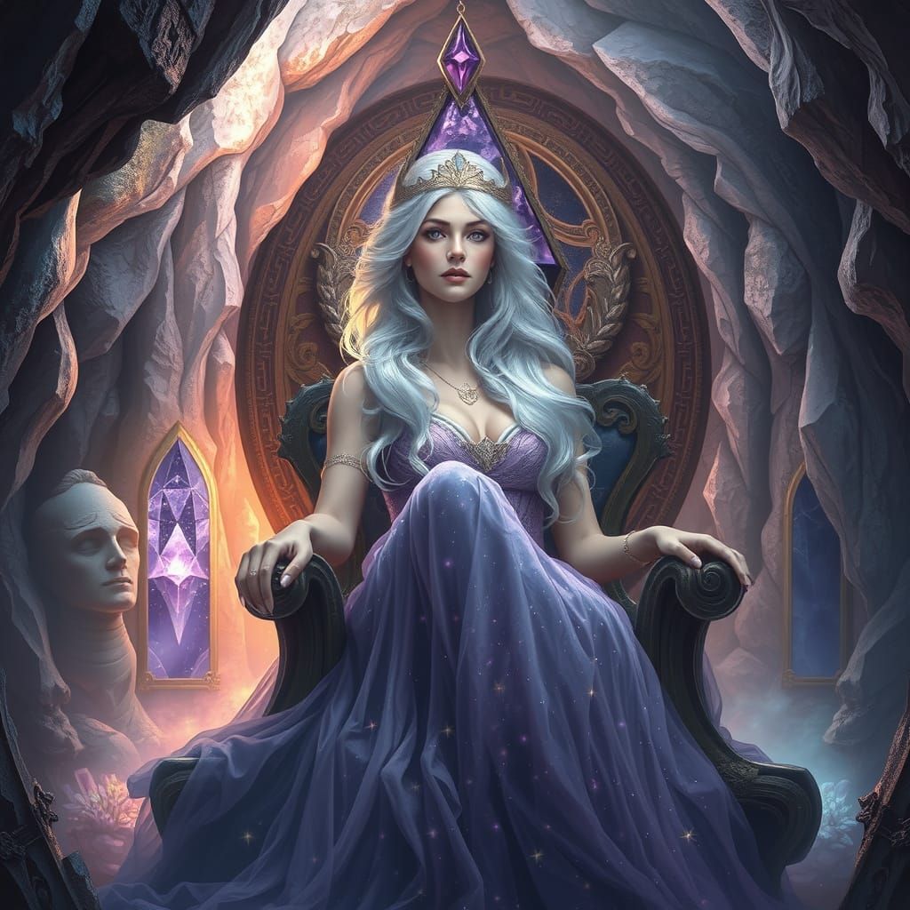Goddess with Amethyst Throne in Digital Matte Painting