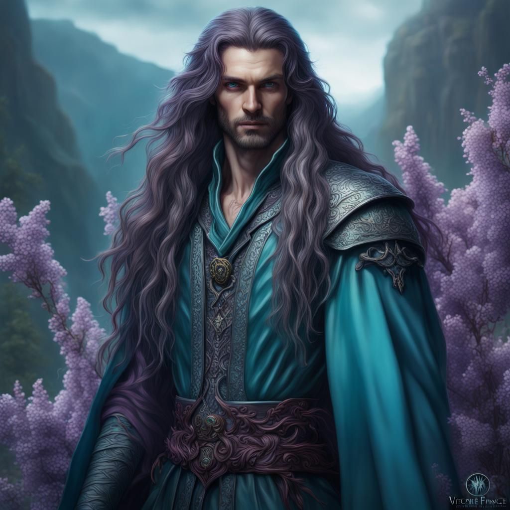 Fantasy Portrait of Long-Haired Man in Dreamy Colors