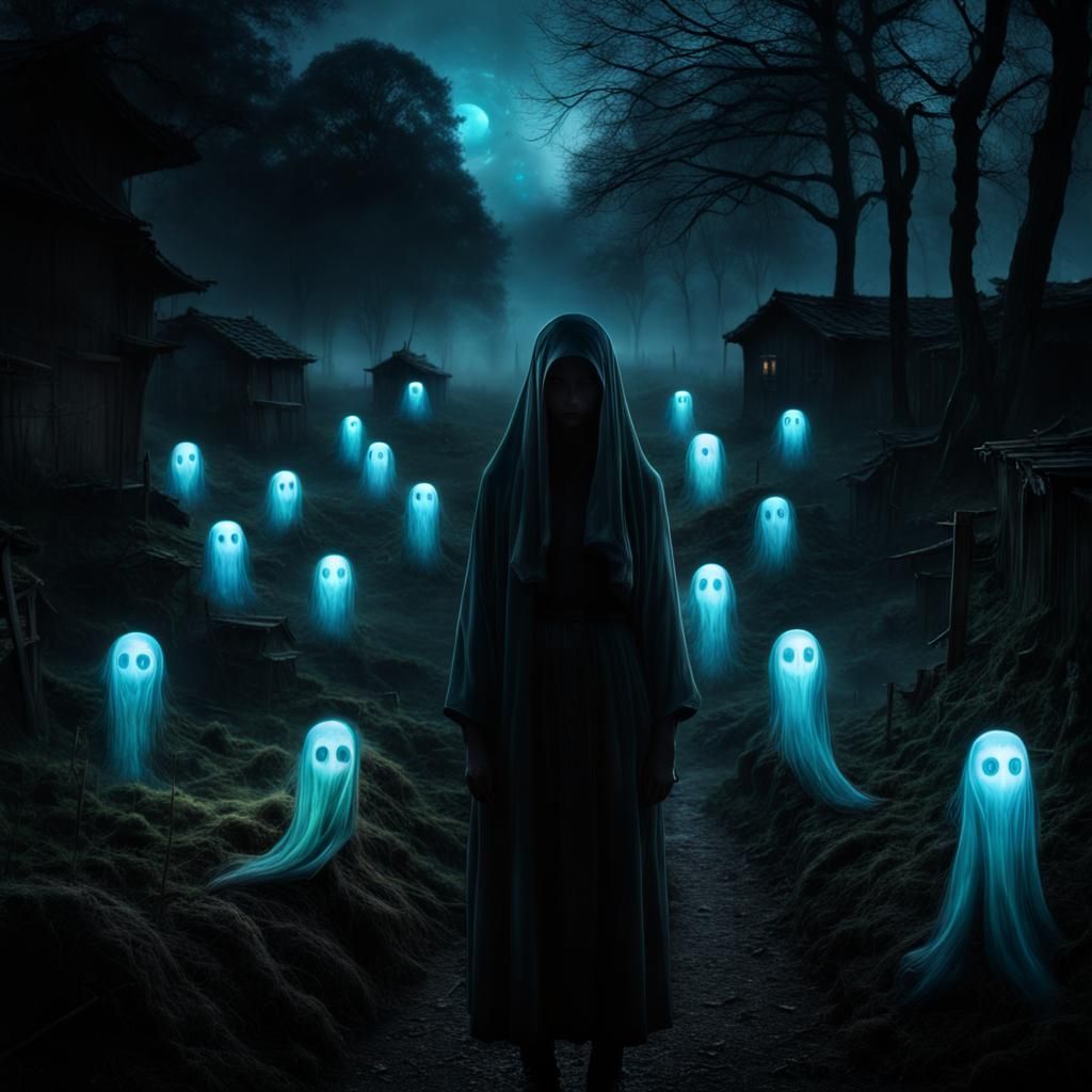Bioluminescent Spectres Haunt Village in Sharp Photorealisti...
