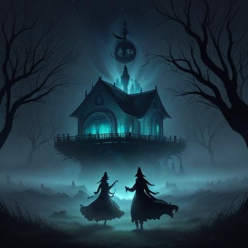 Haunted Graveyard Spirits Dance in Moonlight Shadows