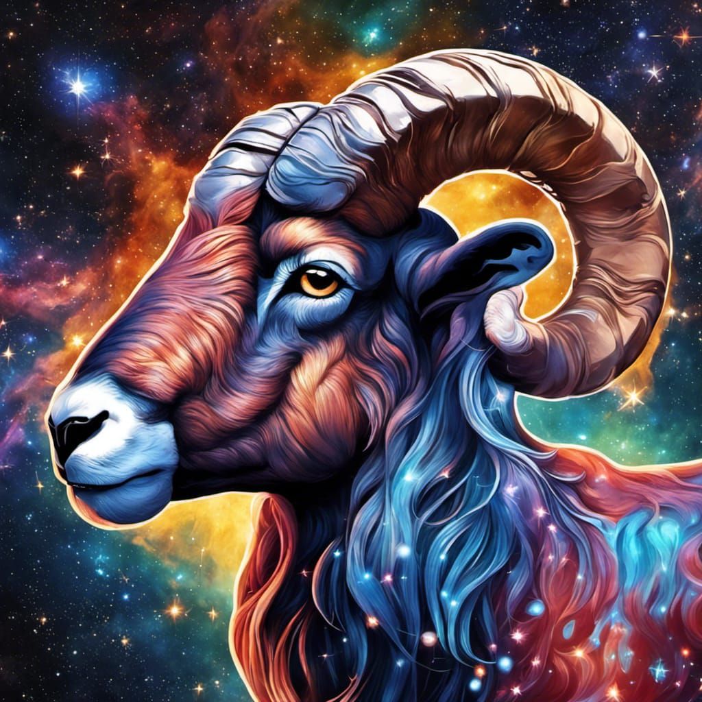 Aries Constellation Ram Zodiac in Splash Art Style
