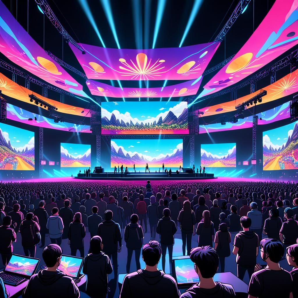 Outdoor Festival Stage with Giant Screens in 8K