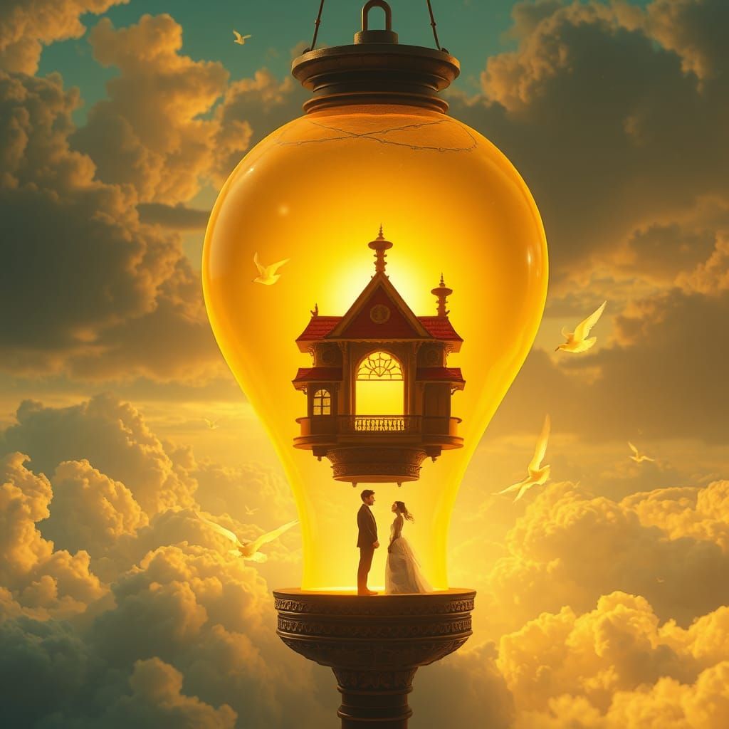 Honeymoon Lamp in Clouds: Fantasy Concept Art