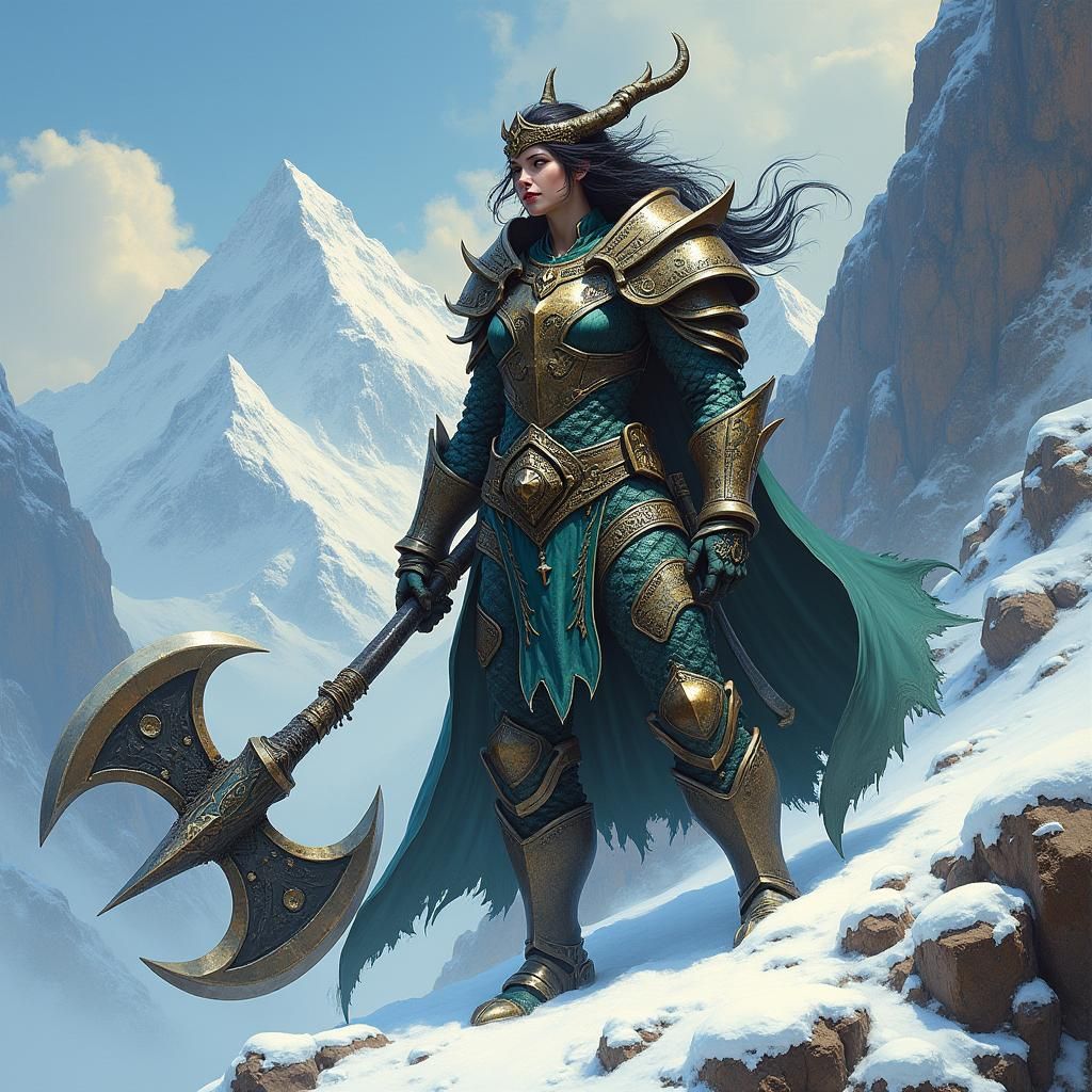 Heroic Dragonborn Girl in Scaled Armor