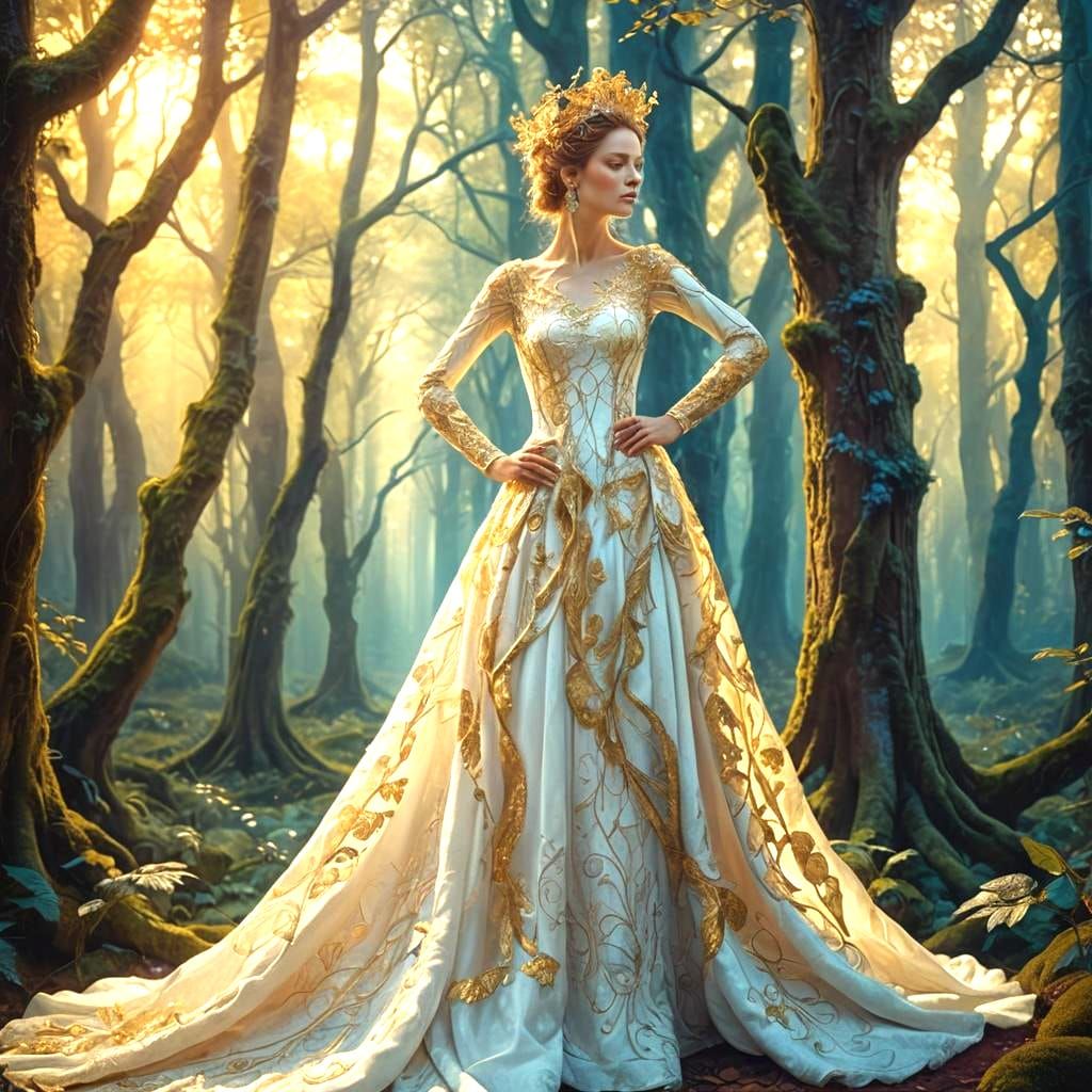 Elegant Lady in White Gown: Fantasy Concept Art