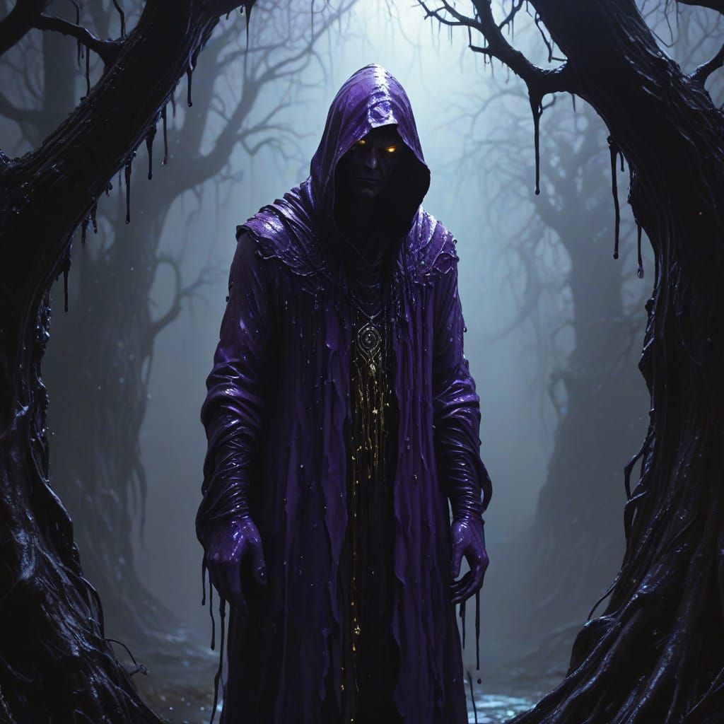 Eerie Slime Sorcerer in Dark Fantasy Oil Painting