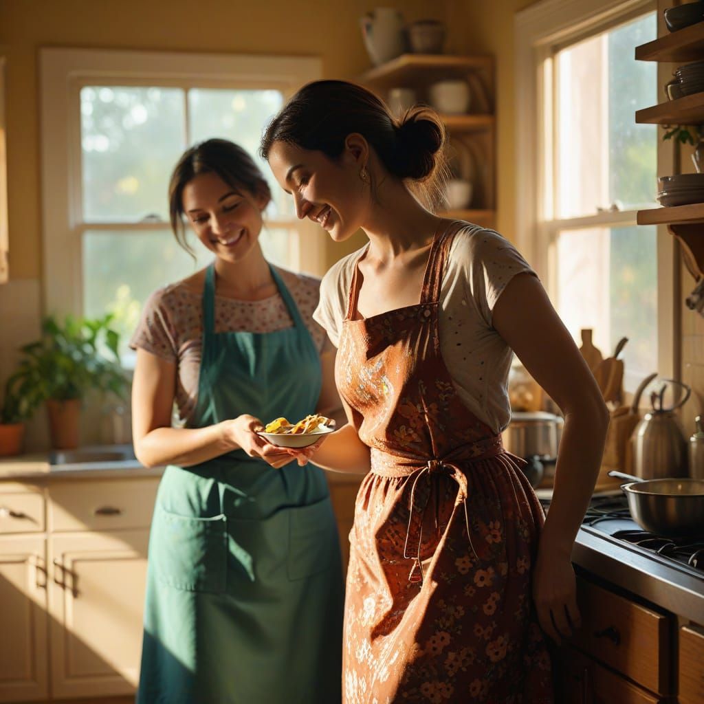 Cozy Kitchen Harmony in Warm Golden Light
