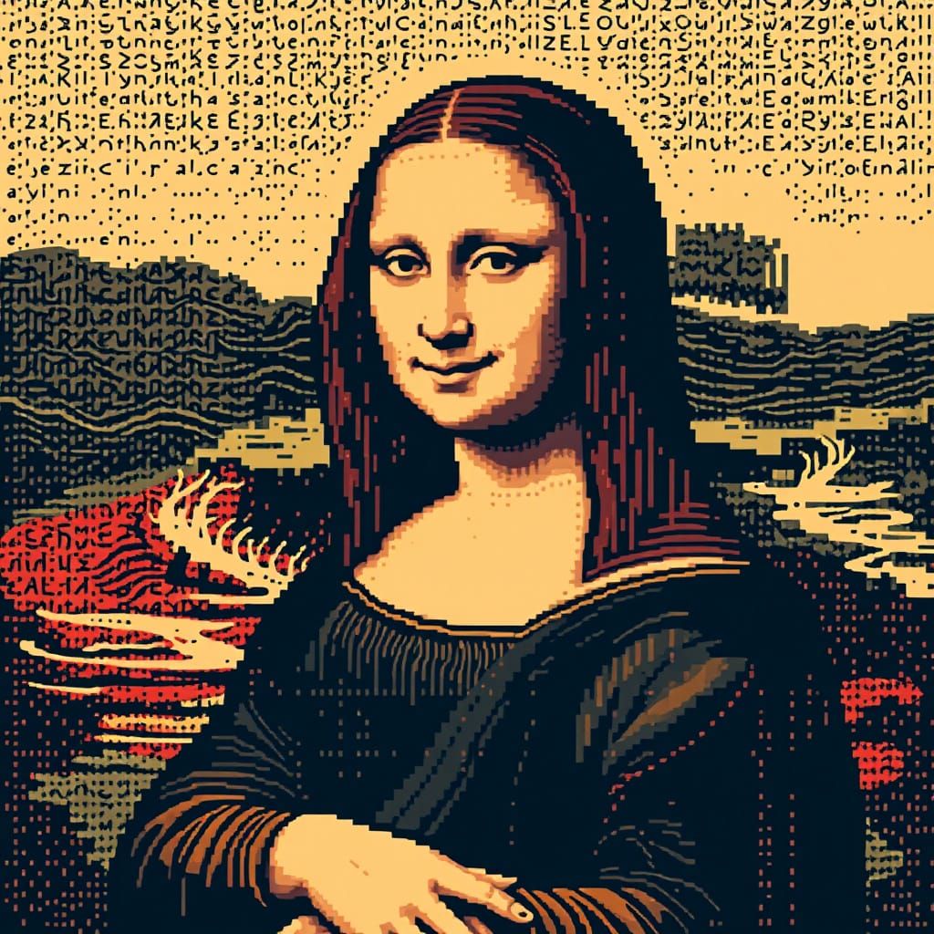 Mona Lisa in Vintage Terminal Graphics