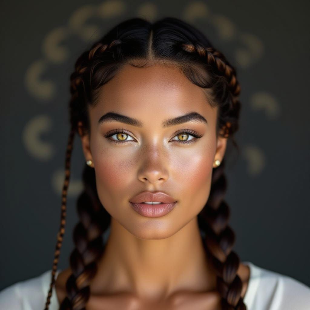 Multi-Ethnic Woman's Photorealistic Portrait with Braided Ha...
