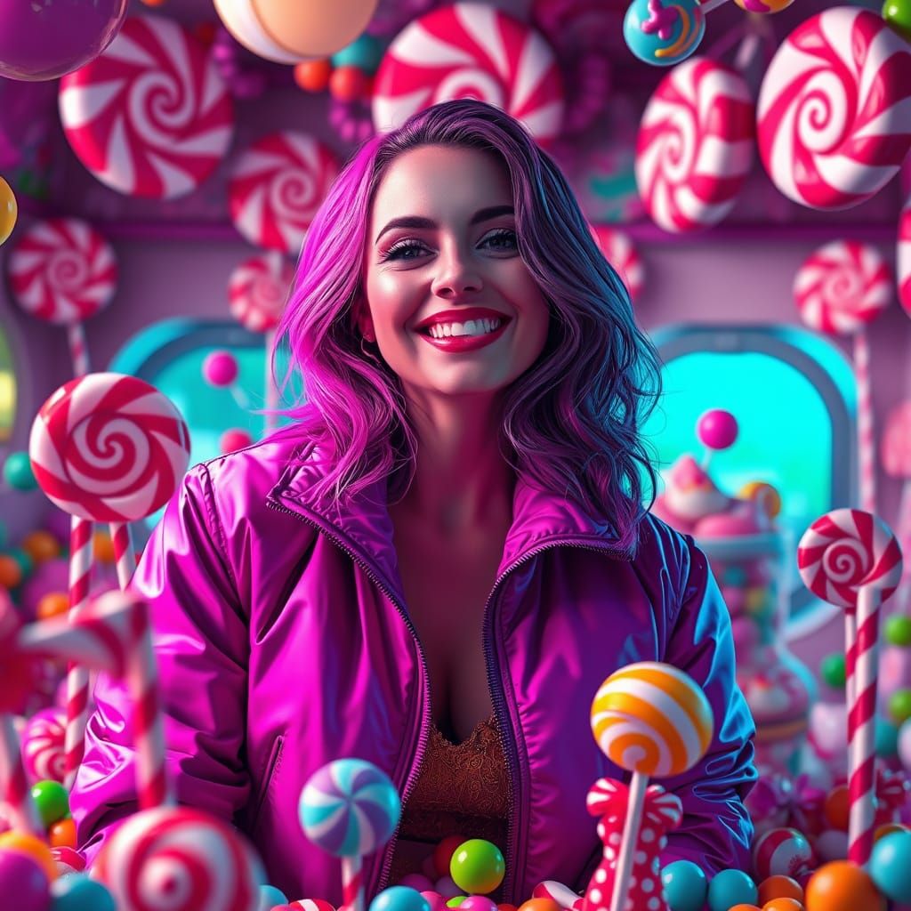 Woman in Candyland: A Pop Surrealist Portrait