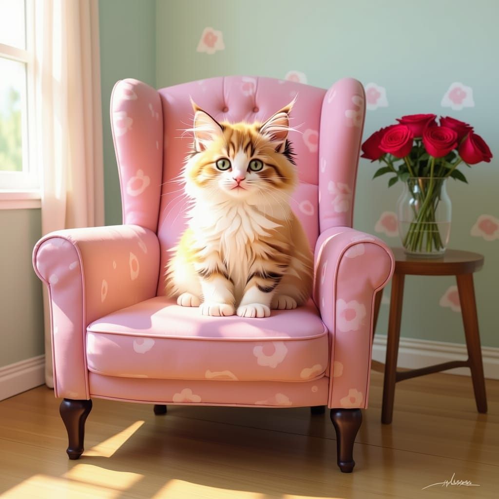 Ragdoll Kitten in Soft Watercolor Style