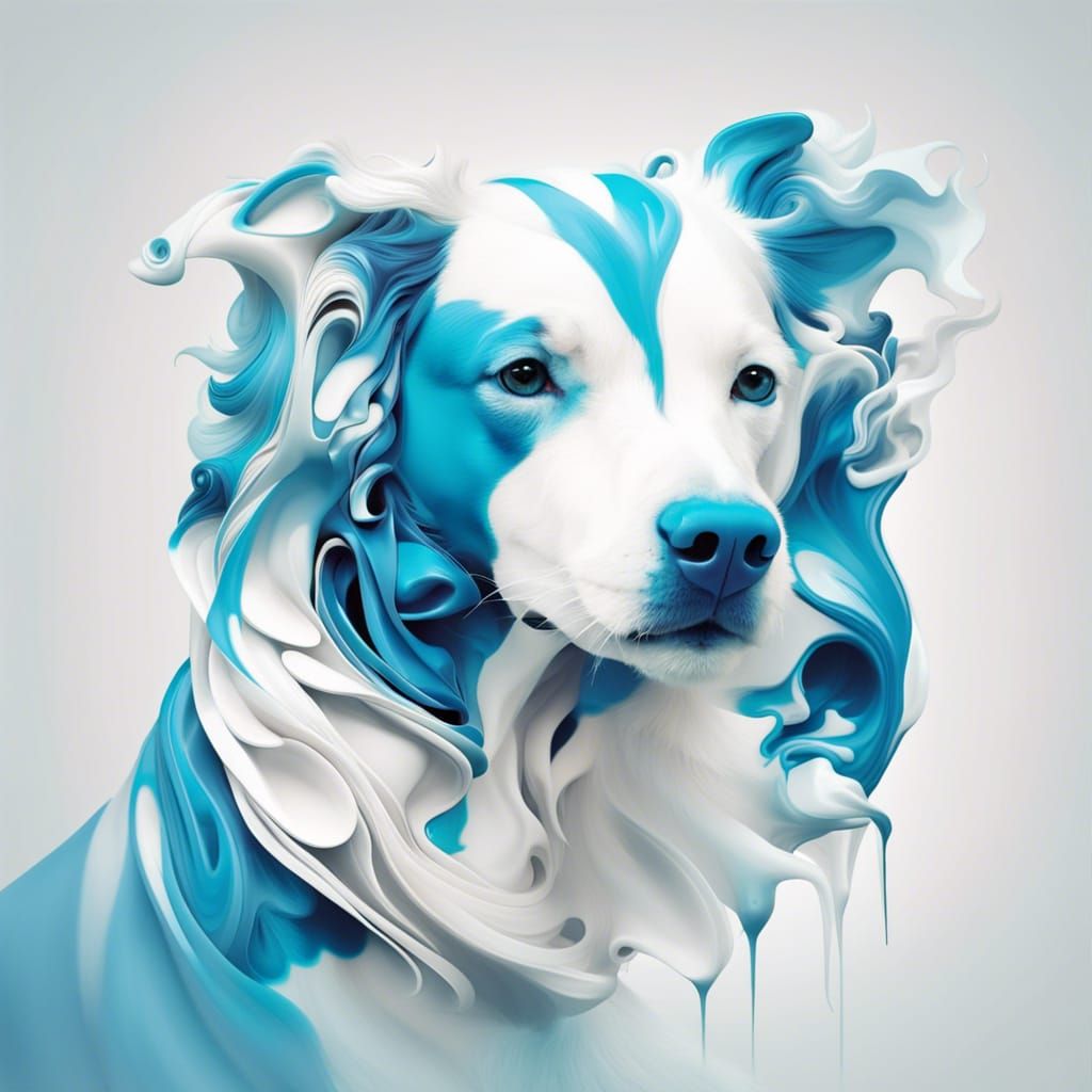 Abstract Blue and White Dog by Alberto Seveso