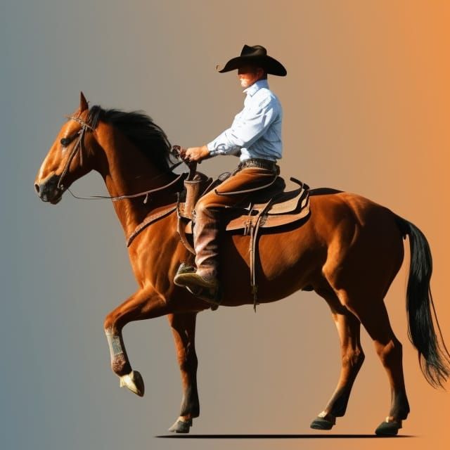 Cowboy Riding Horse in Art Deco Style