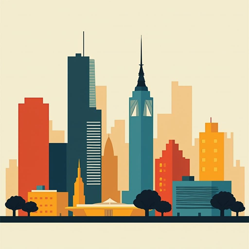 Corporate Memphis Style Cityscape Illustration