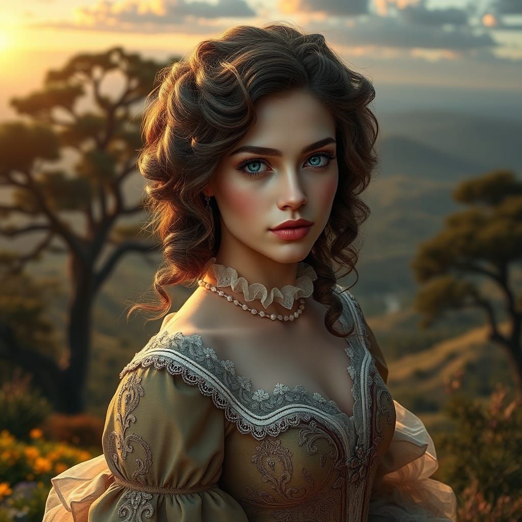 Victorian Woman in Baroque Digital Art Style