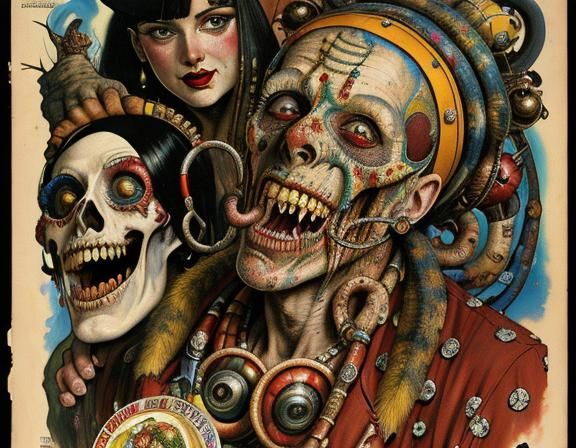 Grotesque Freak Show in Vintage Comic Style