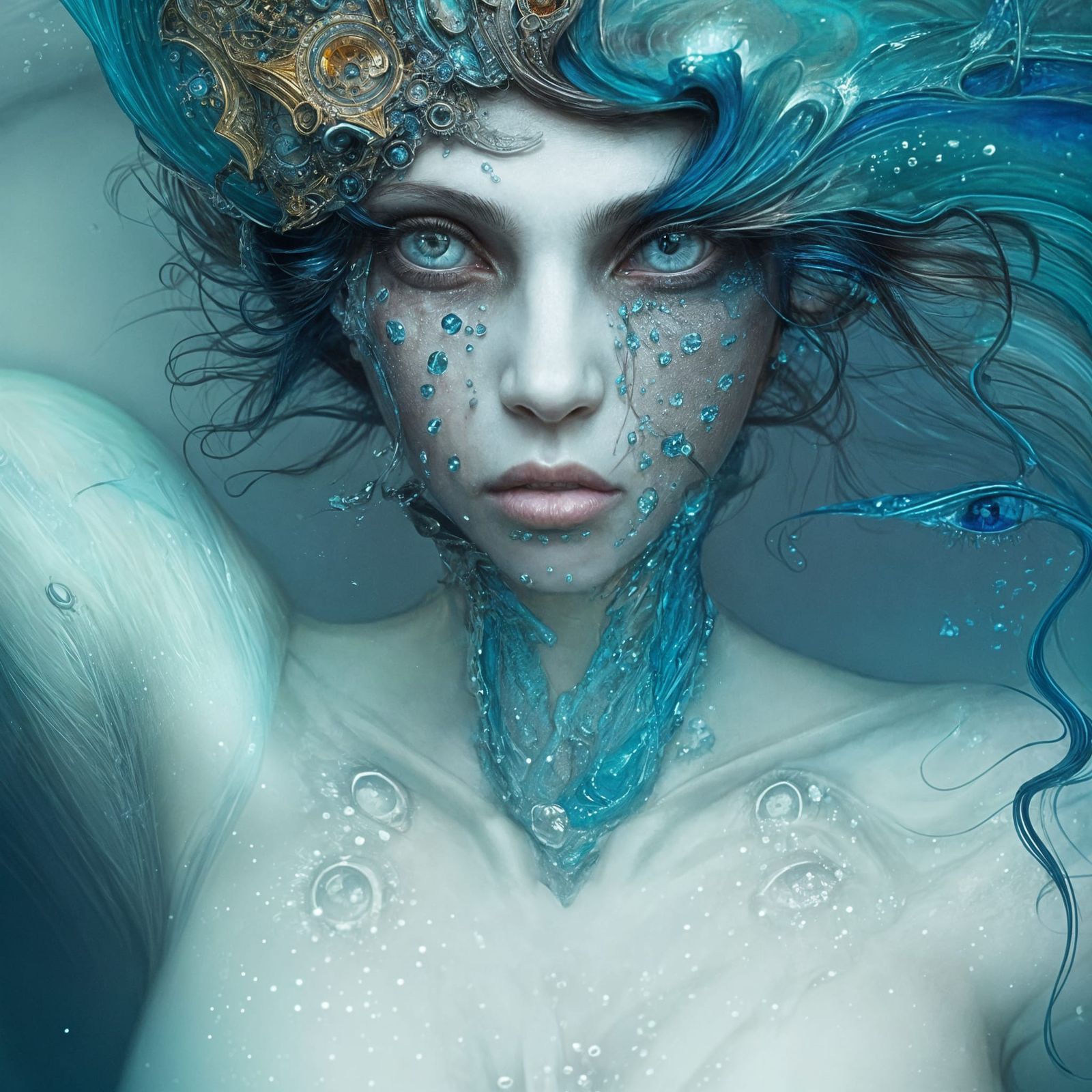 Detailed Water Elemental Portrait in 8K