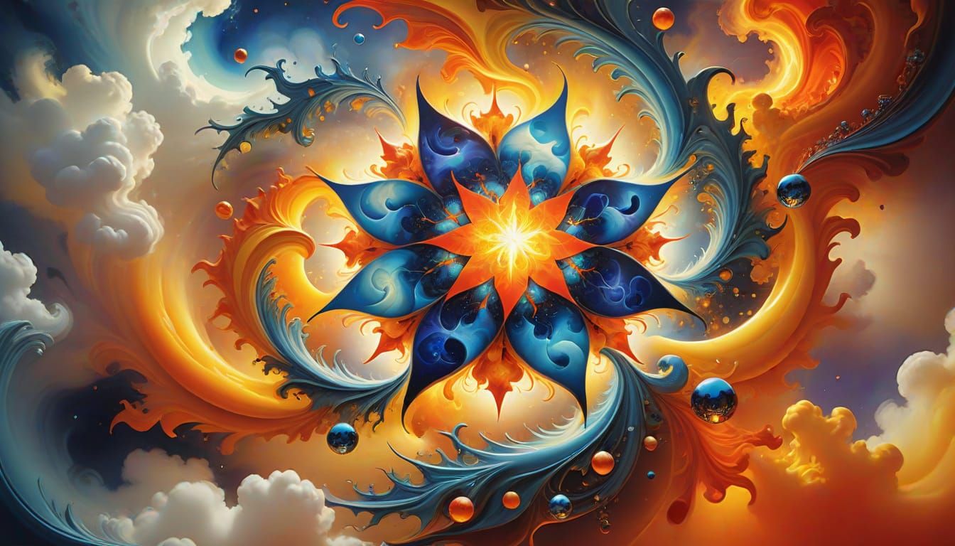 Swirling Star in Fluid Environment, Surrealist Style