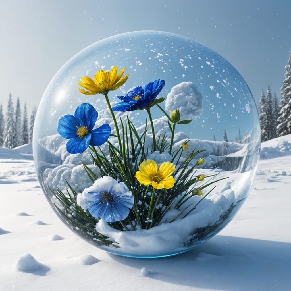 Vibrant Futuristic Flowers Bloom in the Snow